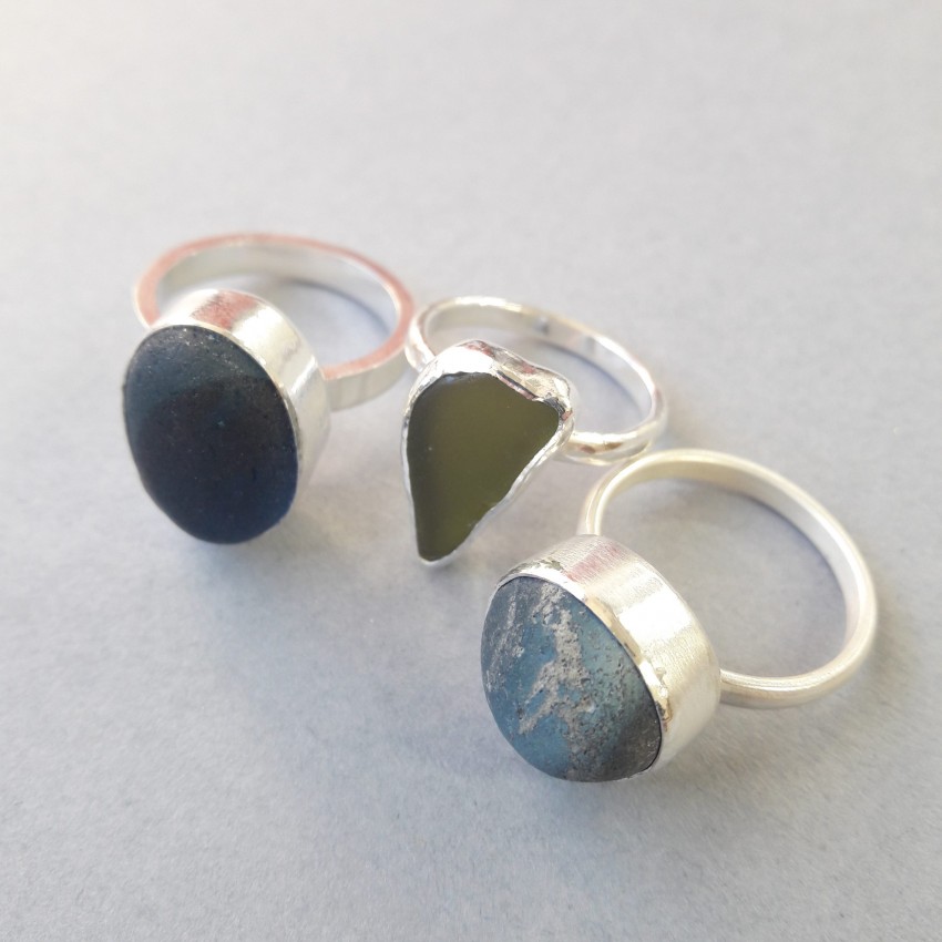 Silver Sea Glass Rings