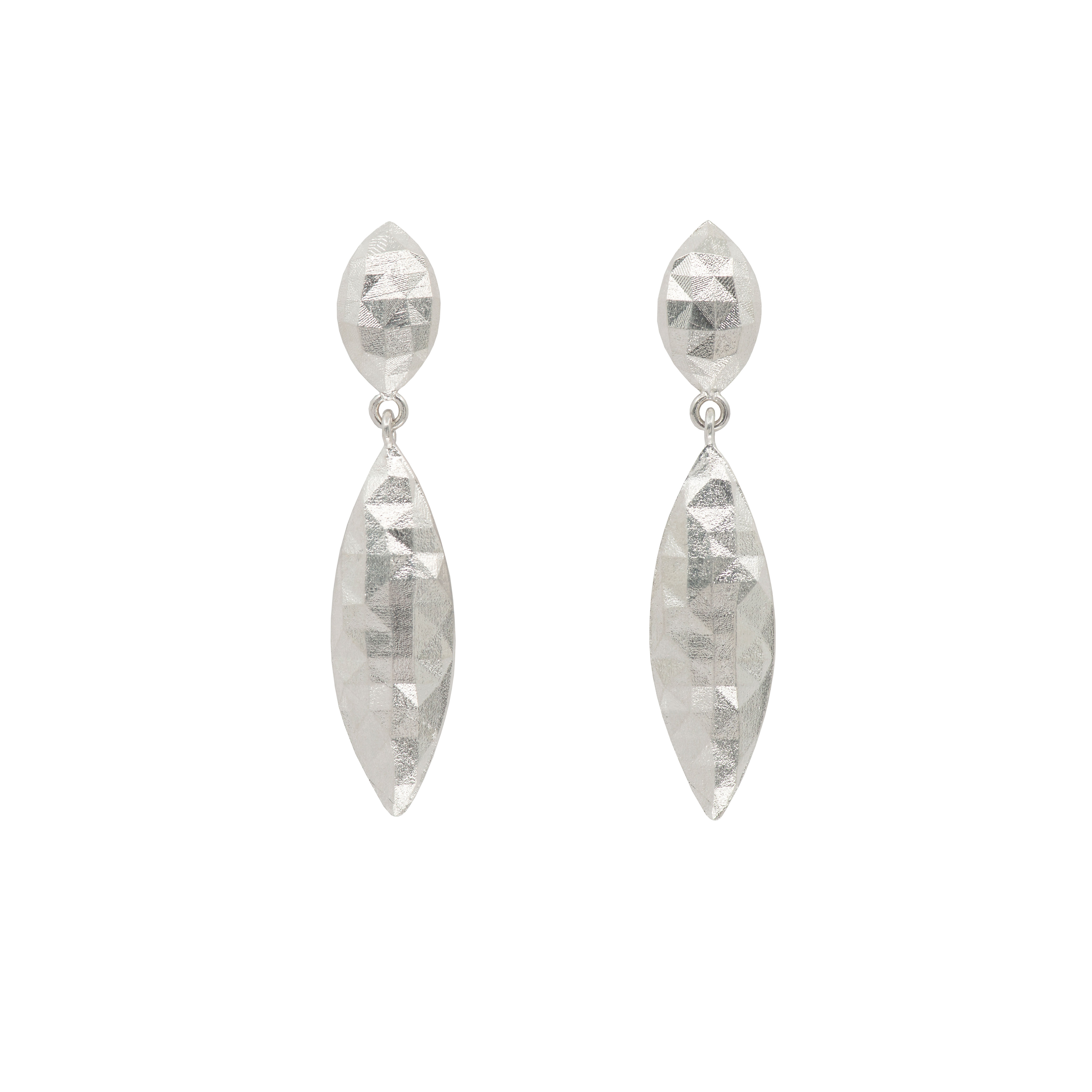 Faceted marquise shape long drop earrings